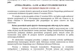 WAŻNA INFORMACJA DLA MIESZKAŃC&Oacute;W - zmiana w realizacji dyżur&oacute;w aptecznych 2