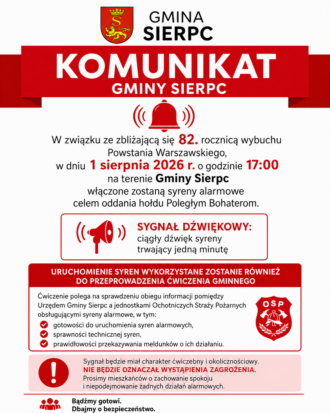 Włączenie syren alarmowych w&nbsp;dniu 01-08-2026 r.