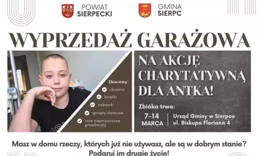 Zdjęcie do WYPRZEDAŻ GARAŻOWA NA AKCJĘ CHARYTATYWNĄ DLA ANTKA