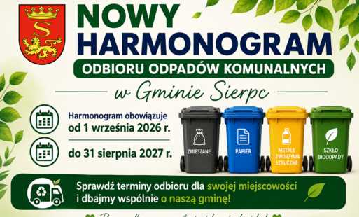 Nowy harmonogram odbioru odpadów komunalnych w Gminie Sierpc